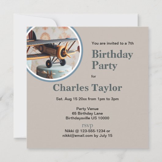 レトロ二面主題化お誕生日ケーキ 招待状 (裏面)