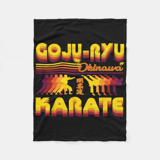 レトロ五重流空手デザイン夏服Kar フリースブランケット (正面)