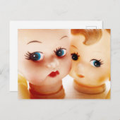 レトロ人形セルフィー結婚の発表はがき ポストカード (正面/裏面)