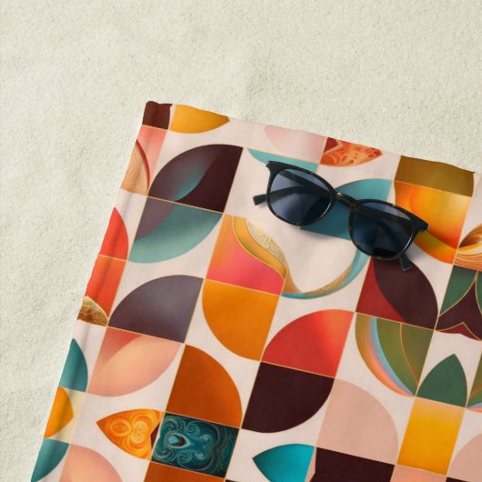 レトロ人気がある抽象芸術スクエアコレクション ビーチタオル (インサイチュ)