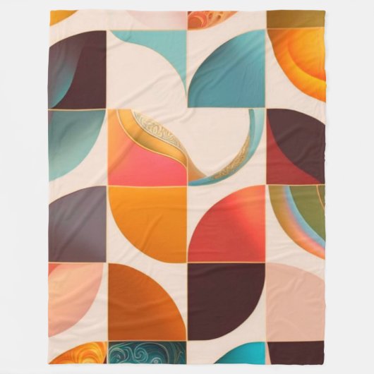 レトロ人気がある抽象芸術スクエアコレクション フリースブランケット (正面)