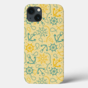 レトロ付き背景いかり、ロープ iPhone 13ケース