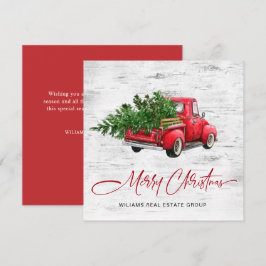 レトロ企業のヴィンテージレッドファームトラッククリスマス シーズンカード