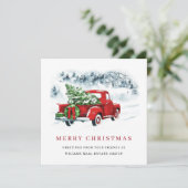 レトロ企業のヴィンテージレッドファームトラッククリスマス シーズンカード (スタンド正面)