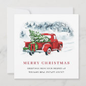 レトロ企業のヴィンテージレッドファームトラッククリスマス シーズンカード (正面)