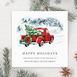 レトロ企業のヴィンテージレッドファームトラッククリスマス シーズンカード
