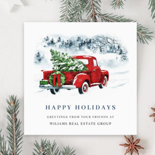 レトロ企業のヴィンテージレッドファームトラッククリスマス シーズンカード
