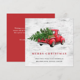 レトロ企業のヴィンテージレッドファームトラッククリスマス シーズンカード