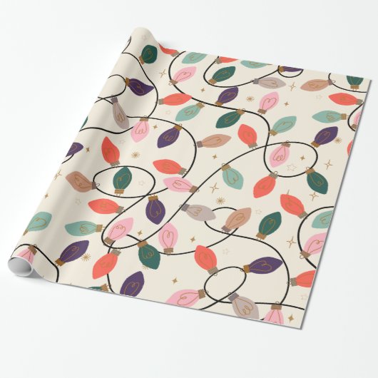 レトロ休日の文字列ライトパターン ラッピングペーパー (アンロールド)