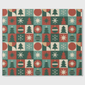 レトロ休日パタ市松模様にーン ラッピングペーパー (フラット)