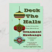レトロ休日 |クリスマスオーナメント交換パーティー 招待状 (正面/裏面)