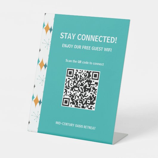 レトロ休暇レンタルWiFi情報QRコード 台座サイン (正面)