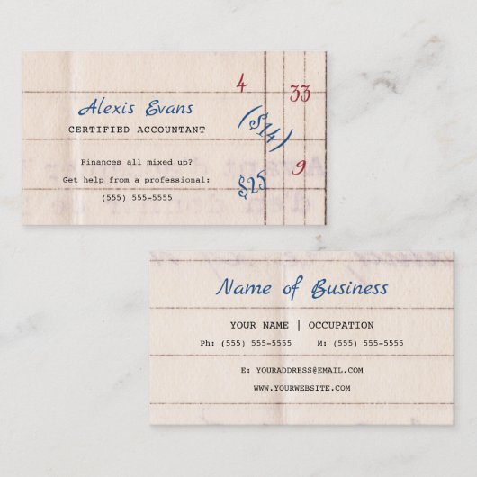 レトロ会計紙ミックスアップ数学 名刺 (正面/裏面)