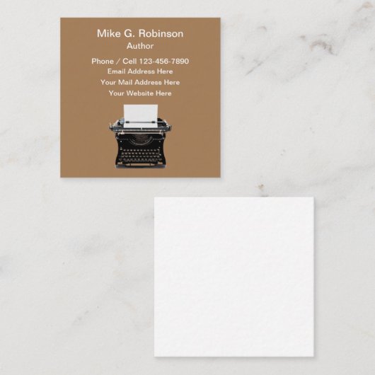レトロ作家ライター名刺 スクエア名刺 (正面/裏面)