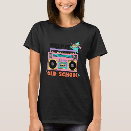 レトロ保It古い学校に戻る90年代のヴィンテージラジオ Tシャツ (正面)