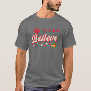 レトロ信じクリスマスビーブサンタ信じクリス Tシャツ