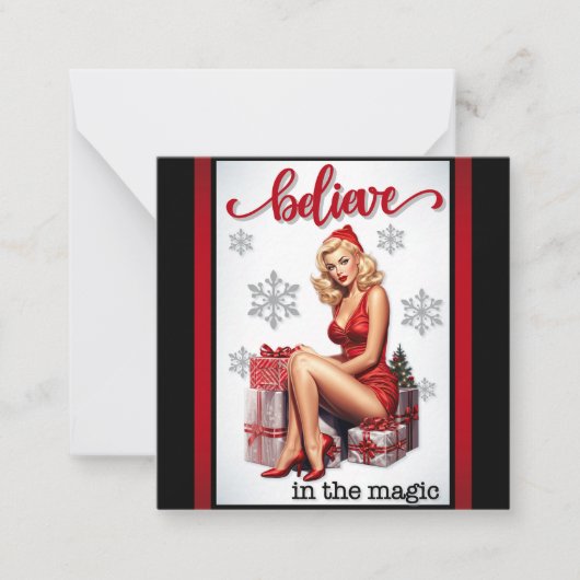 レトロ信じ魔法ピンナップ ノートカード (正面)