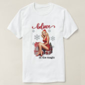 レトロ信じ魔法ピンナップ Tシャツ (デザイン正面)