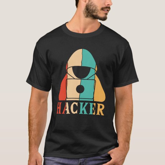 レトロ倫理的ハッキングホワイトハットブラックハットハッカー Tシャツ (正面)