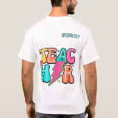 レトロ先生の稲妻 キュートなスマイリーフラワー Tシャツ (裏面)