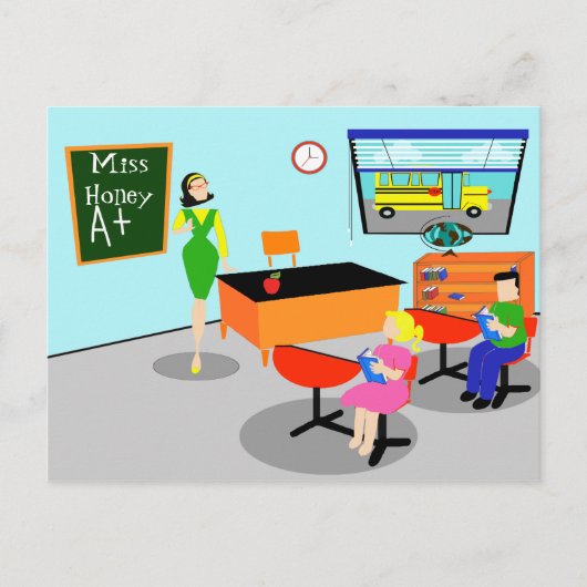 レトロ先生はがき ポストカード (正面)