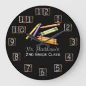 レトロ先生クライアンズシャルボード番号 ラージ壁時計 (正面)