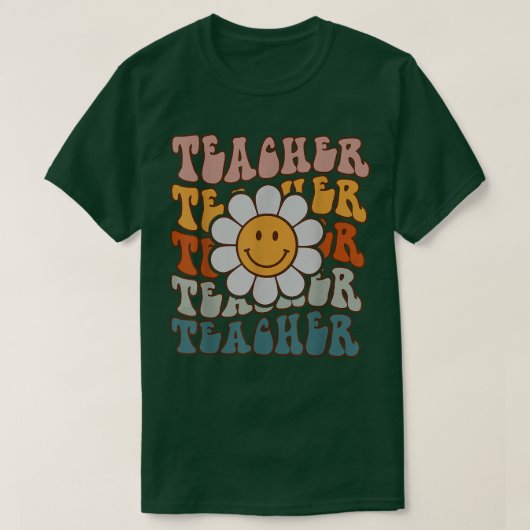 レトロ先生デイジーカラフル小学校ティー Tシャツ (デザイン正面)