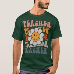 レトロ先生デイジーカラフル小学校ティー Tシャツ