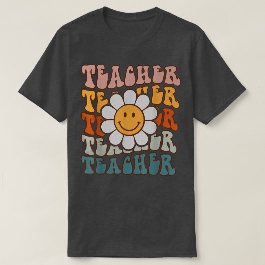 レトロ先生デイジーカラフル小学校ティー Tシャツ (デザイン正面)