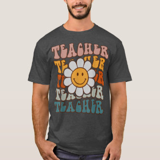 レトロ先生デイジーカラフル小学校ティー Tシャツ