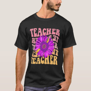 レトロ先生デイジーカラフル小学校Te Tシャツ