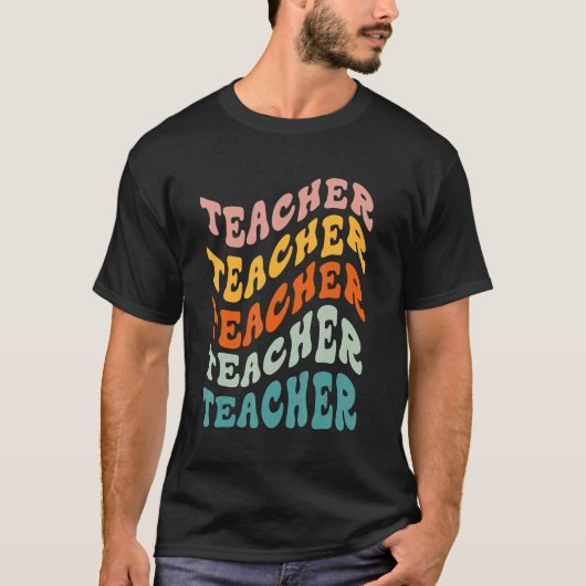 レトロ先生デイジーカラフル小学校Te Tシャツ (正面)