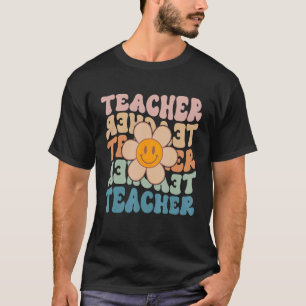 レトロ先生デイジーカラフル小学校Te Tシャツ