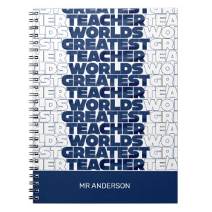 レトロ先生モダンブルーレッドスタイリッシュタイポグラフィ ノートブック