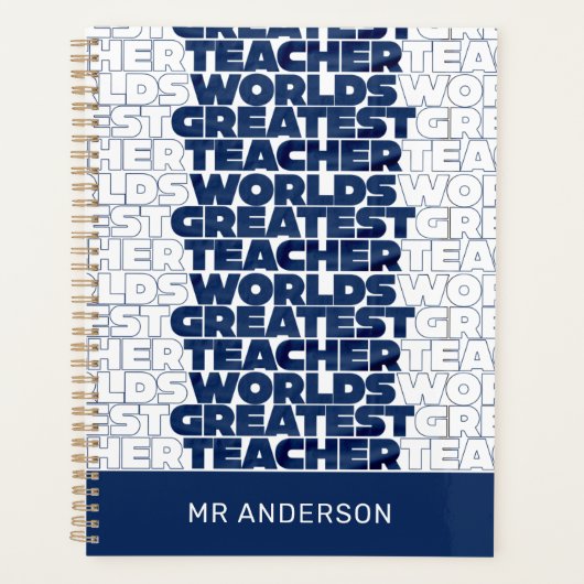 レトロ先生モダンブルーレッドスタイリッシュタイポグラフィ プランナー手帳 (正面)