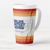 レトロ先生モダンブルーレッドスタイリッシュタイポグラフィc カフェラテマグ (右アングル)