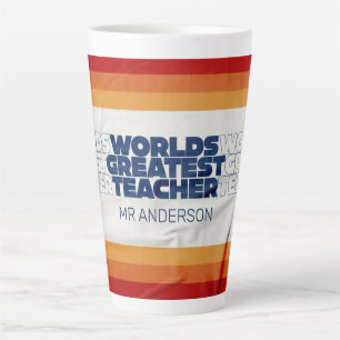 レトロ先生モダンブルーレッドスタイリッシュタイポグラフィc カフェラテマグ