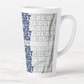 レトロ先生モダンブルーレッドスタイリッシュタイポグラフィc カフェラテマグ (右)