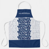 レトロ先生モダンブルーレッドスタイリッシュトートバッグapr エプロン (正面)