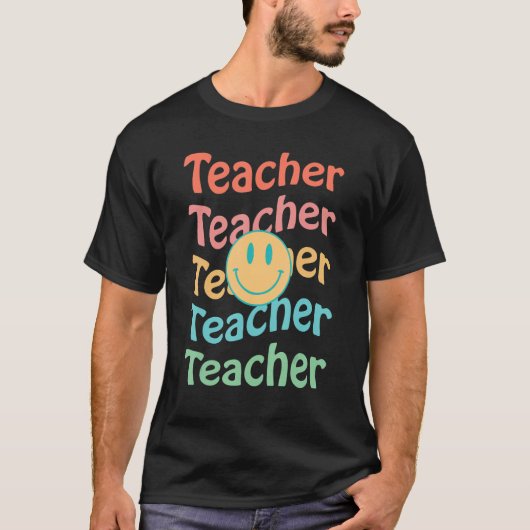 レトロ先生感動的素カラフル子S Tシャツ (正面)