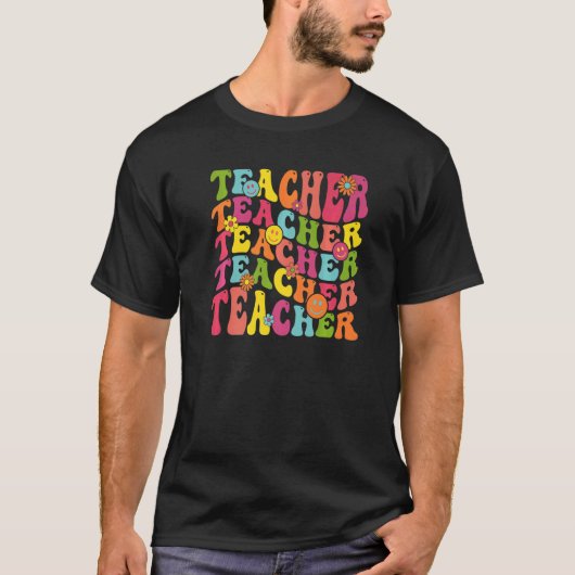 レトロ先生感動的素カラフル子Sc Tシャツ (正面)