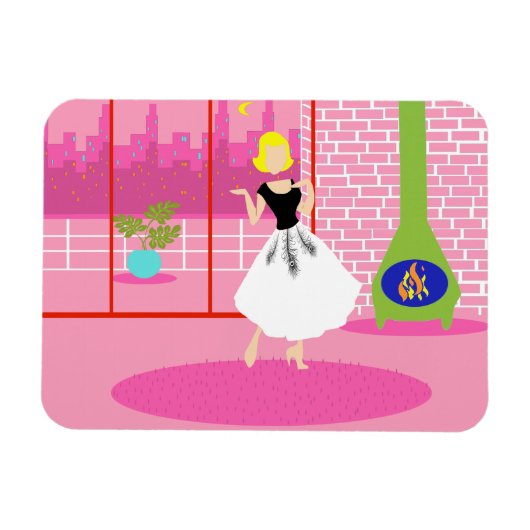 レトロ入りピンクフレキシブル磁石 マグネット (横)