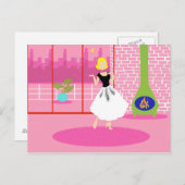 レトロ入りピンクポストカード ポストカード (正面/裏面)