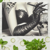 レトロ入れゴシックピンアップ キッチンタオル (折り畳み)