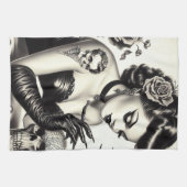 レトロ入れゴシックピンアップ キッチンタオル (横)