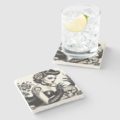 レトロ入れゴシックピンアップ ストーンコースター (横)