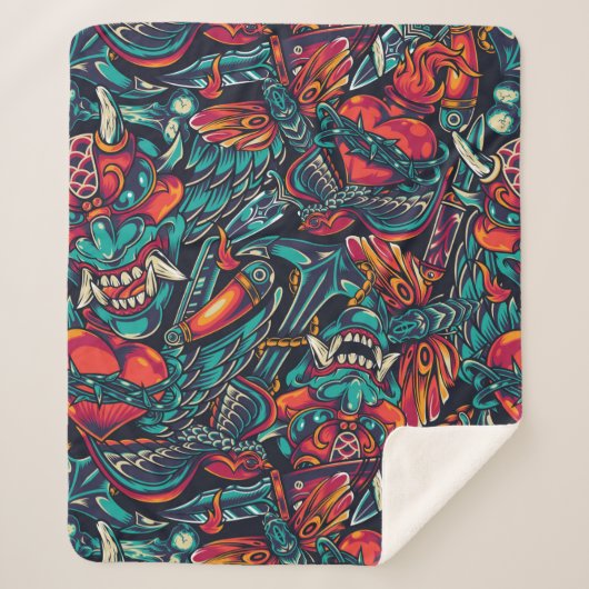 レトロ入れパターン シェルパブランケット (正面)