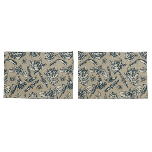 レトロ入れパターン 枕カバー (バックセット)