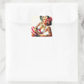 レトロ入れ墨の水着ピンアップ スクエアシール (バッグ)