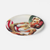 レトロ入れ墨の水着ピンアップ ペーパープレート (アングル)